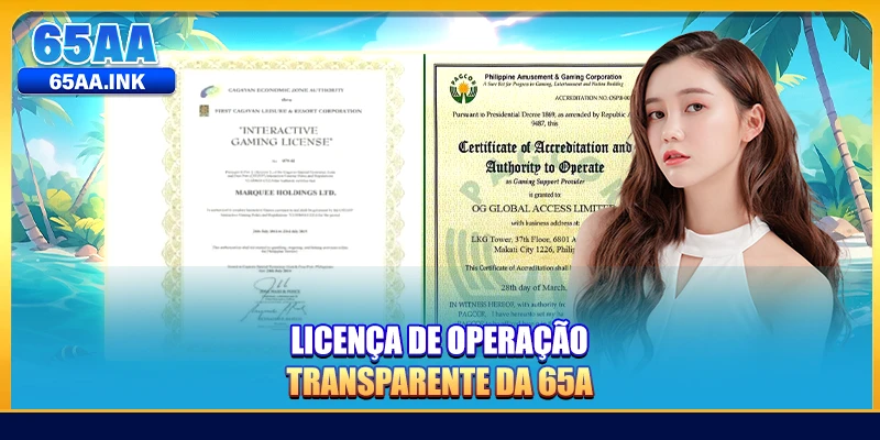 Licença de operação transparente da 65A